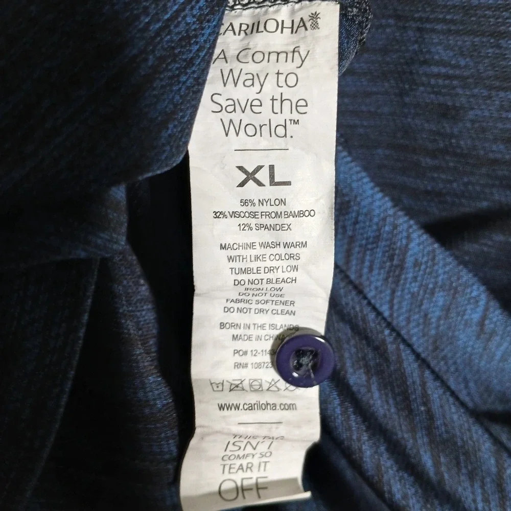 Cariloha Bamboo Polo Shirt Mens XL Navy Blue Space Dye Short Sleeve Pineapple - Picture 8 of 8